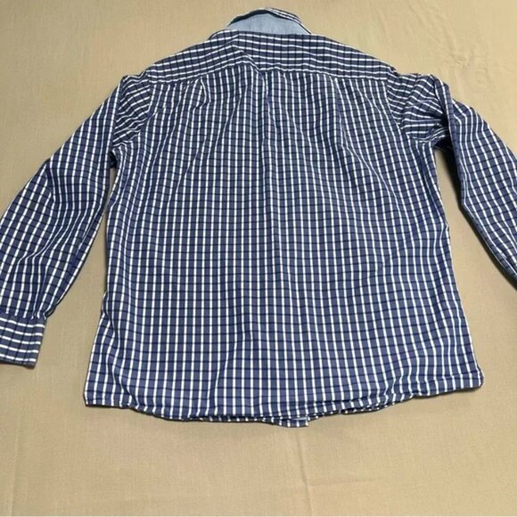 IZOD Men’s Large Blue Gingham Check Slim Fit Button-Down Shirt Classic Preppy - Picture 4 of 4